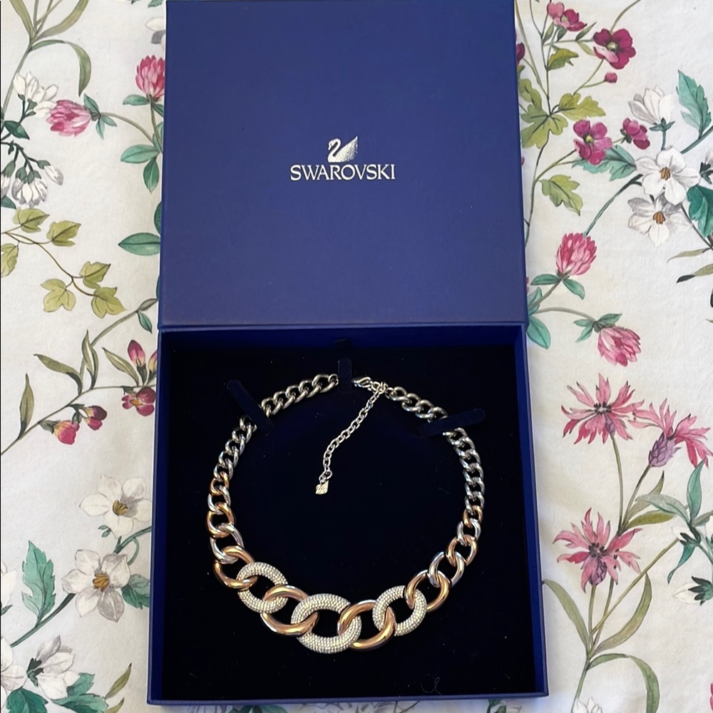 Swarovski Gold and Silver Chunky Curb Link Necklace